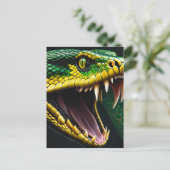 Cobra slang met levendige groene en gele schubben briefkaart (Staand voorkant)