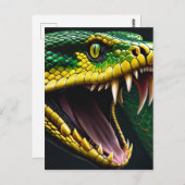 Cobra slang met levendige groene en gele schubben briefkaart (Voorkant / Achterkant)