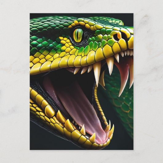 Cobra slang met levendige groene en gele schubben briefkaart (Voorkant)