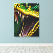 Cobra slang met levendige groene en gele schubben canvas afdruk (Insitu (Houten vloer))