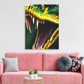 Cobra slang met levendige groene en gele schubben canvas afdruk (Insitu (Woonkamer))