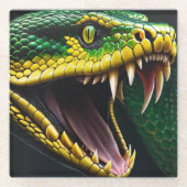 Cobra slang met levendige groene en gele schubben glazen onderzetter (Voorkant)