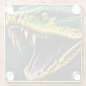 Cobra slang met levendige groene en gele schubben glazen onderzetter (Achterkant)