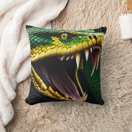 Cobra slang met levendige groene en gele schubben kussen (Deken)