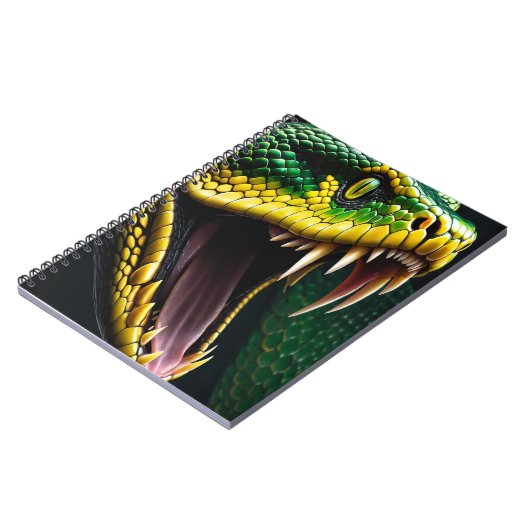 Cobra slang met levendige groene en gele schubben notitieboek (Linkerzijde)