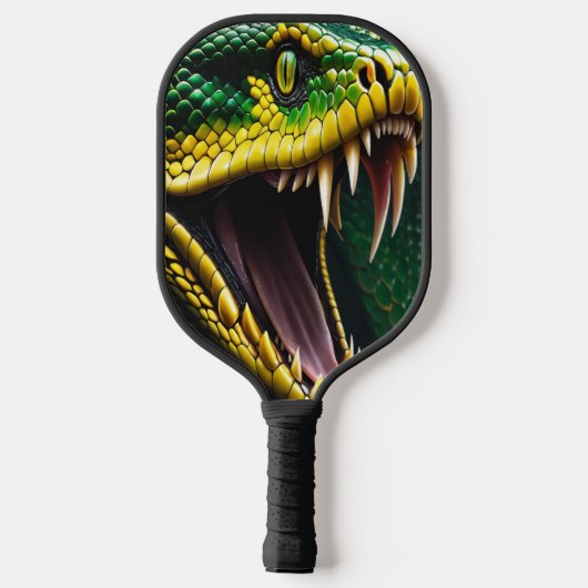 Cobra slang met levendige groene en gele schubben pickleball paddle (Achterkant)