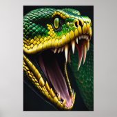 Cobra slang met levendige groene en gele schubben poster (Voorkant)