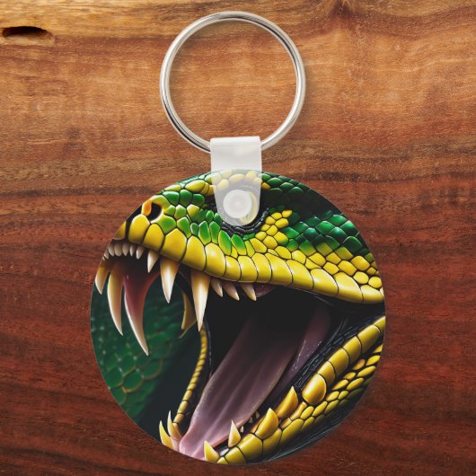 Cobra slang met levendige groene en gele schubben sleutelhanger (Voorkant)