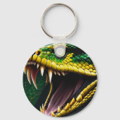 Cobra slang met levendige groene en gele schubben sleutelhanger (Achterkant)
