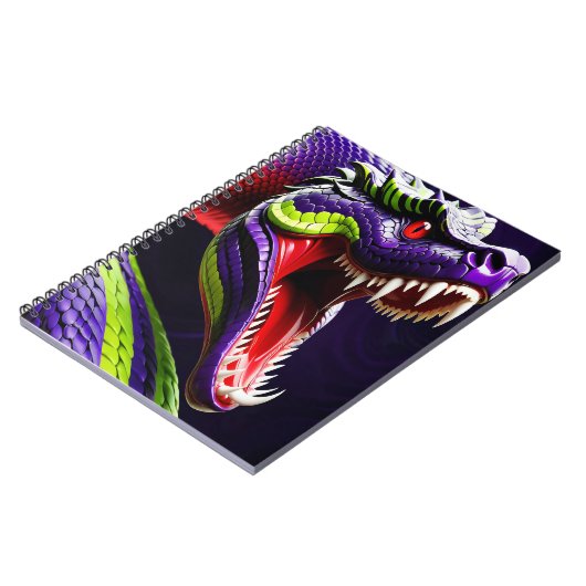 Cobra slang met levendige groene en paarse schubbe notitieboek (Linkerzijde)