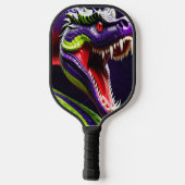 Cobra slang met levendige groene en paarse schubbe pickleball paddle (Achterkant)