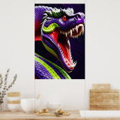 Cobra slang met levendige groene en paarse schubbe poster (Keuken)