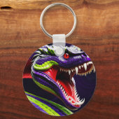 Cobra slang met levendige groene en paarse schubbe sleutelhanger (Achterkant)