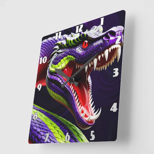 Cobra slang met levendige groene en paarse schubbe vierkante klok (Hoek)