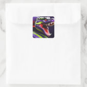 Cobra slang met levendige groene en paarse schubbe vierkante sticker (Tas)