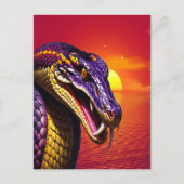 Cobra slang met levendige paarse en gele schubben briefkaart (Voorkant)
