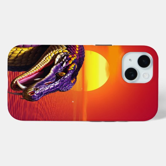 Cobra slang met levendige paarse en gele schubben Case-Mate iPhone case (Achterkant (horizontaal))