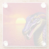 Cobra slang met levendige paarse en gele schubben glazen onderzetter (Achterkant)