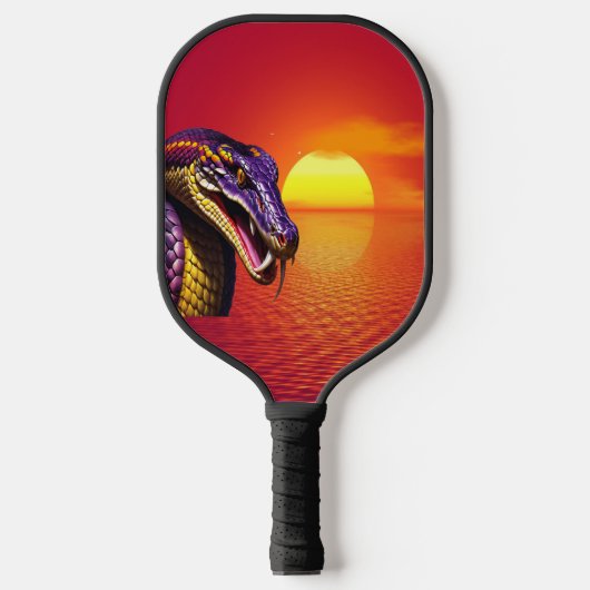 Cobra slang met levendige paarse en gele schubben pickleball paddle (Voorkant)
