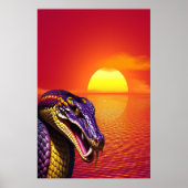 Cobra slang met levendige paarse en gele schubben poster (Voorkant)