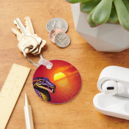 Cobra slang met levendige paarse en gele schubben sleutelhanger