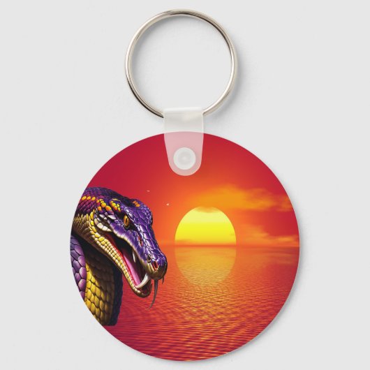 Cobra slang met levendige paarse en gele schubben sleutelhanger (Achterkant)