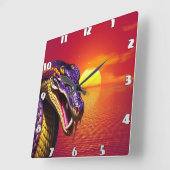 Cobra slang met levendige paarse en gele schubben vierkante klok (Hoek)