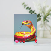 Cobra slang met levendige rode en gele schubben briefkaart (Staand voorkant)