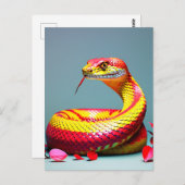 Cobra slang met levendige rode en gele schubben briefkaart (Voorkant / Achterkant)