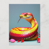 Cobra slang met levendige rode en gele schubben briefkaart (Voorkant)