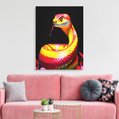 Cobra slang met levendige rode en gele schubben canvas afdruk (Insitu (Woonkamer))
