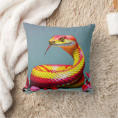 Cobra slang met levendige rode en gele schubben kussen (Deken)