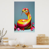 Cobra slang met levendige rode en gele schubben poster (Keuken)