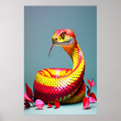 Cobra slang met levendige rode en gele schubben poster (Voorkant)