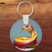 Cobra slang met levendige rode en gele schubben sleutelhanger (Voorkant)