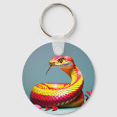 Cobra slang met levendige rode en gele schubben sleutelhanger (Achterkant)