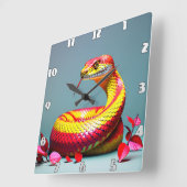 Cobra slang met levendige rode en gele schubben vierkante klok (Hoek)