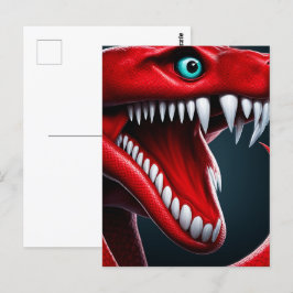 Cobra slang met levendige rode schubben en blauwe  briefkaart