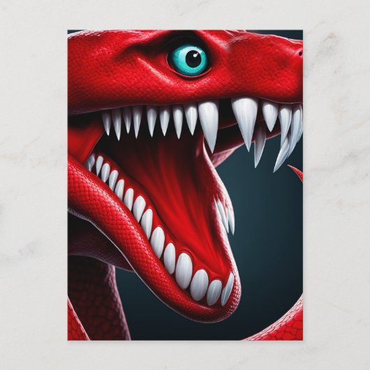 Cobra slang met levendige rode schubben en blauwe briefkaart (Voorkant)