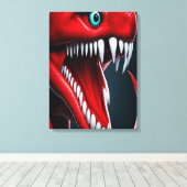 Cobra slang met levendige rode schubben en blauwe  canvas afdruk (Insitu (Houten vloer))