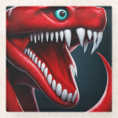 Cobra slang met levendige rode schubben en blauwe  glazen onderzetter (Voorkant)