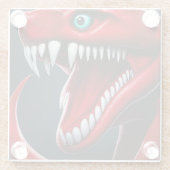 Cobra slang met levendige rode schubben en blauwe  glazen onderzetter (Achterkant)