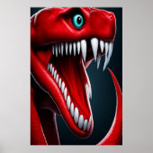 Cobra slang met levendige rode schubben en blauwe poster (Voorkant)