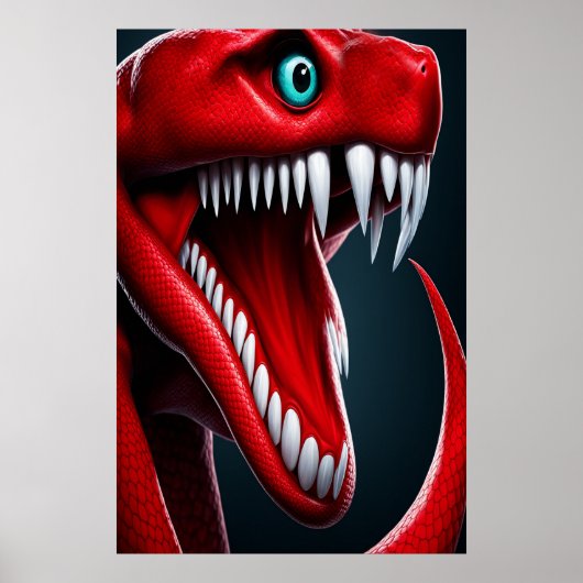 Cobra slang met levendige rode schubben en blauwe  poster (Voorkant)