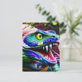 Cobra slang met levendige turkoois en blauwe schub briefkaart (Staand voorkant)