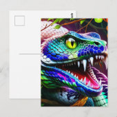 Cobra slang met levendige turkoois en blauwe schub briefkaart (Voorkant / Achterkant)