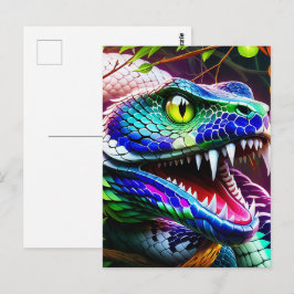 Cobra slang met levendige turkoois en blauwe schub briefkaart