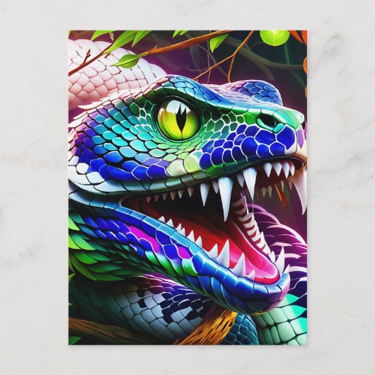 Cobra slang met levendige turkoois en blauwe schub briefkaart (Voorkant)