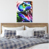 Cobra slang met levendige turkoois en blauwe schub canvas afdruk (Insitu (Slaapkamer))