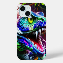 Cobra slang met levendige turkoois en blauwe schub iPhone 15 case